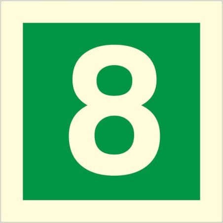 Glow in the dark Number 8 floor identification sign