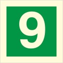 Glow in the dark Number 9 floor identification sign