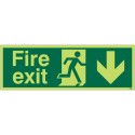 Photoluminescent Fire Exit Arrow Down Sign