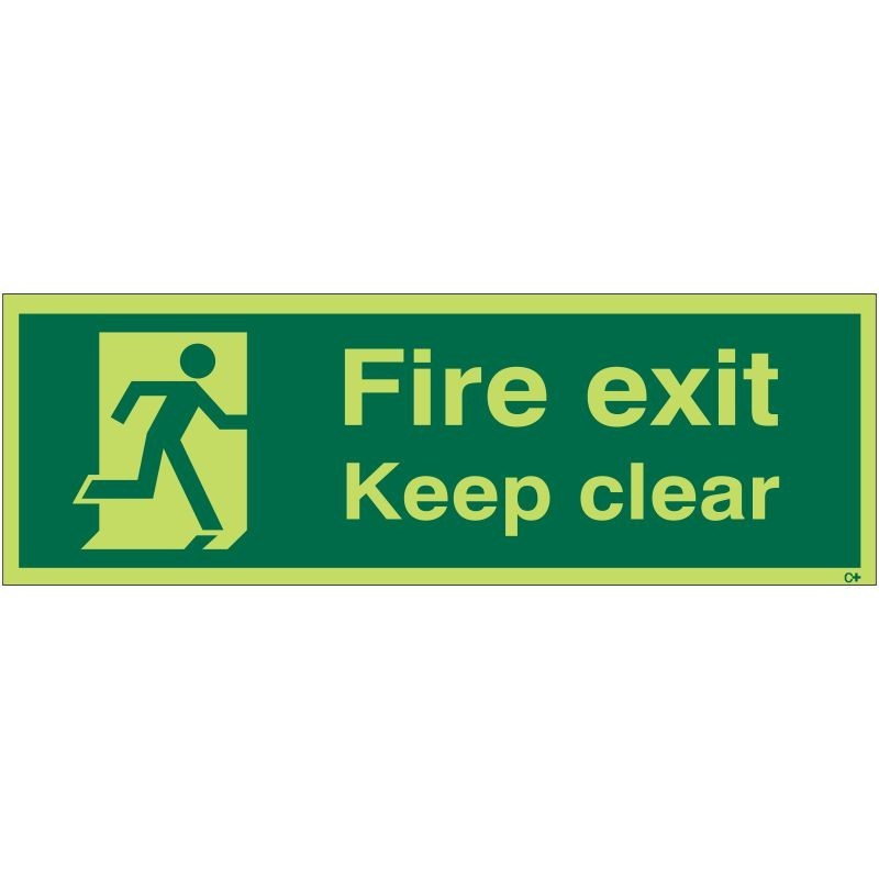 Photoluminescent Fire Exit Keep Clear Sign - Class C