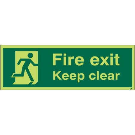 Photoluminescent Fire Exit Keep Clear Sign