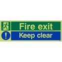 Photoluminescent Fire Exit Keep Clear Sign