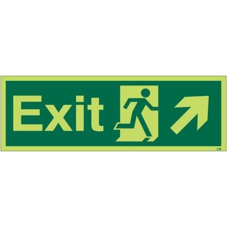 Photoluminescent Exit Arrow Up Right Sign