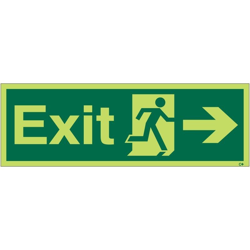 Photoluminescent Exit Arrow Right Sign - Class C