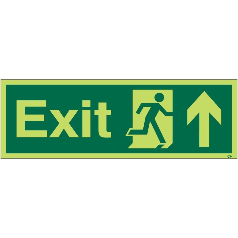 Photoluminescent Exit Arrow Up Sign - Class C