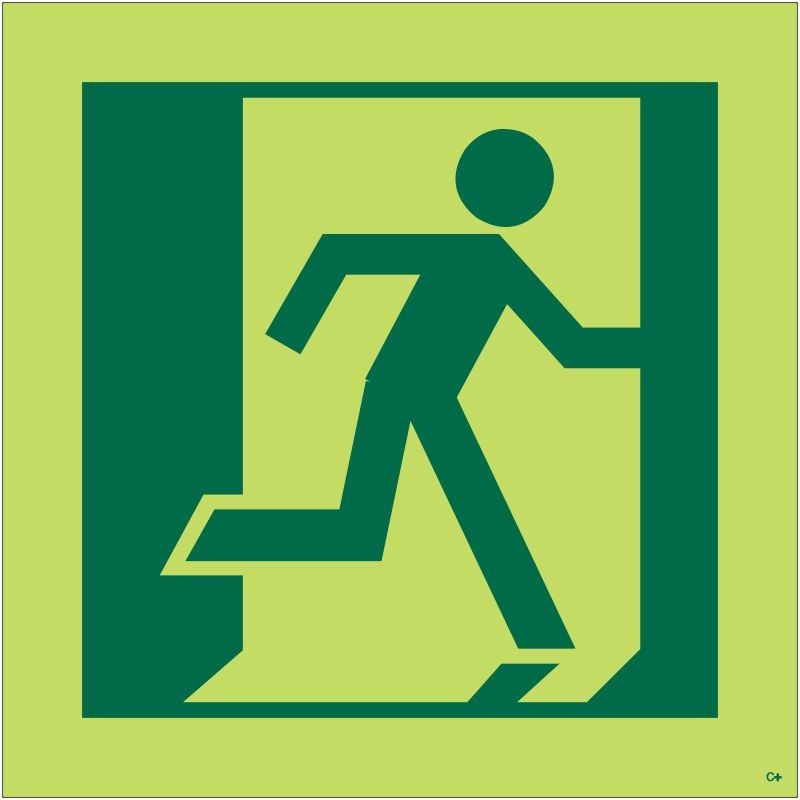 Photoluminescent "Man Running Right" Symbol Sign - Class C