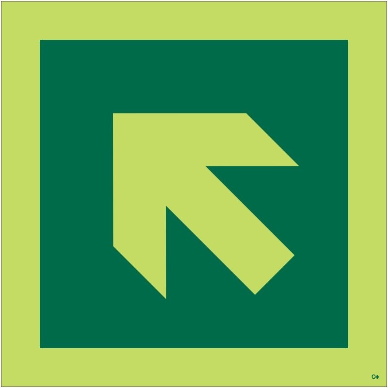 Photoluminescent 'Arrow Up/Left' Symbol Sign - Class C