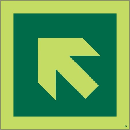 Photoluminescent 'Arrow Up/Left' Symbol Sign