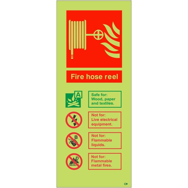 Glow in the Dark Fire Hose Reel Sign - Class C