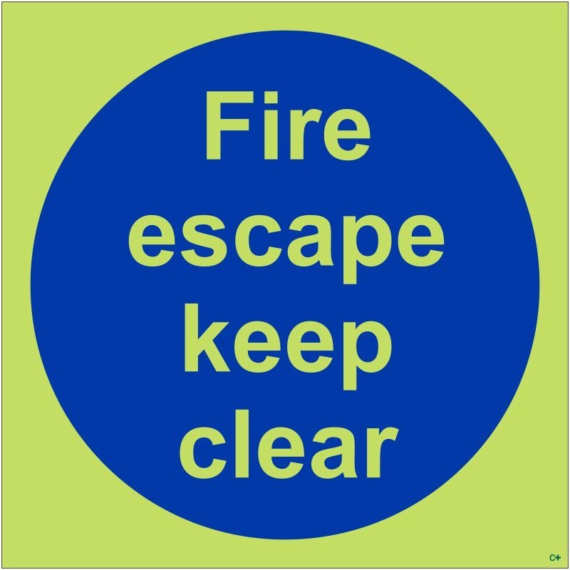 copy of Fire Escape Keep Clear Photoluminescent Sign