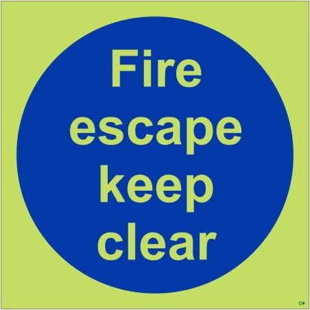 copy of Fire Escape Keep Clear Photoluminescent Sign
