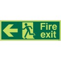 Extra Large Glow in the Dark Fire Exit Left Sign 900mm x 300mm - Rigid Plastic - Class C