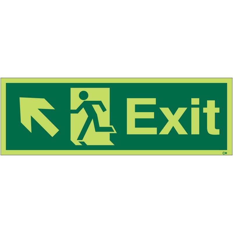 Photoluminescent Exit Arrow Up Left Sign - Class C