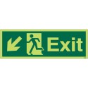 Photoluminescent Exit Arrow Down Left Sign - Class C