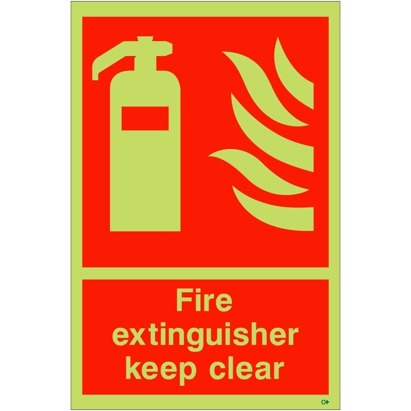 Glow in the Dark Fire Extinguisher Keep Clear Sign - Class C