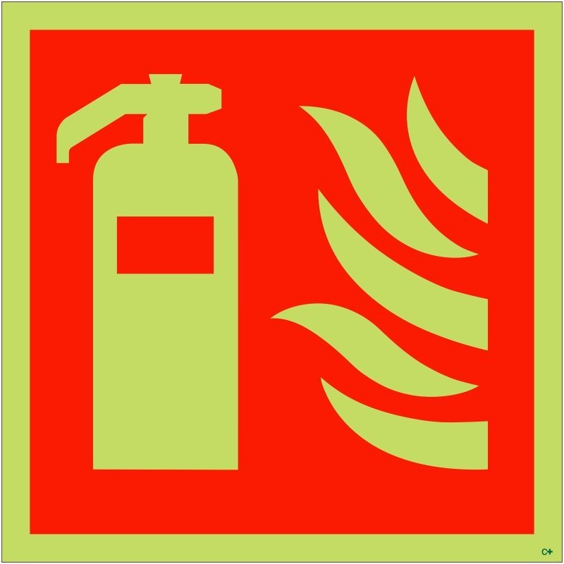 Glow in the Dark Fire Extinguisher Symbol Sign - Class C