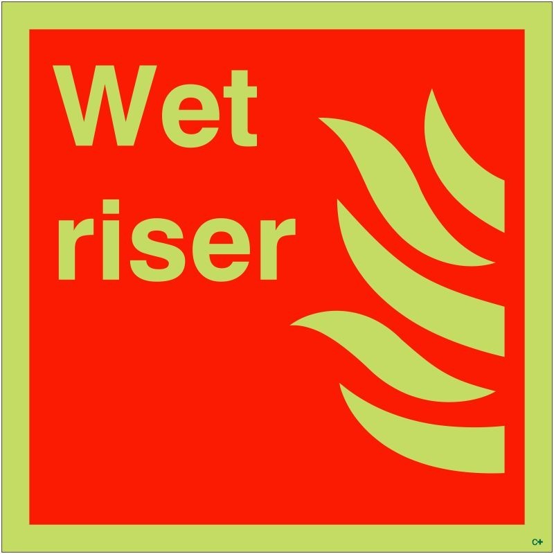 Glow in the Dark Wet Riser Sign - Class C