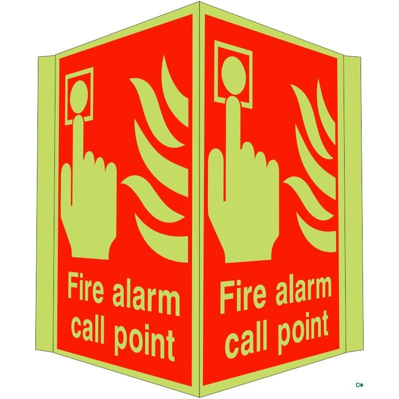 Photoluminescent Fire Alarm Call Point Projecting Sign - Class C