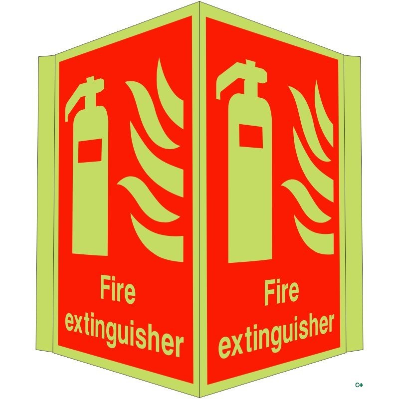 Photoluminescent Fire Extinguisher Projecting Sign - Class C