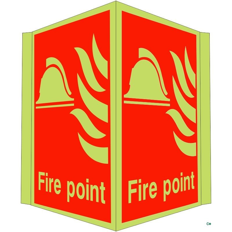 Photoluminescent Fire Point Projecting Sign - Class C