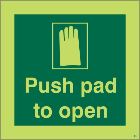 Photoluminescent Push Pad To Open Sign