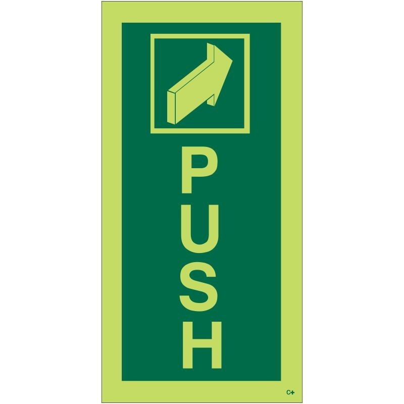 Photoluminescent Push Door Sign - Class C