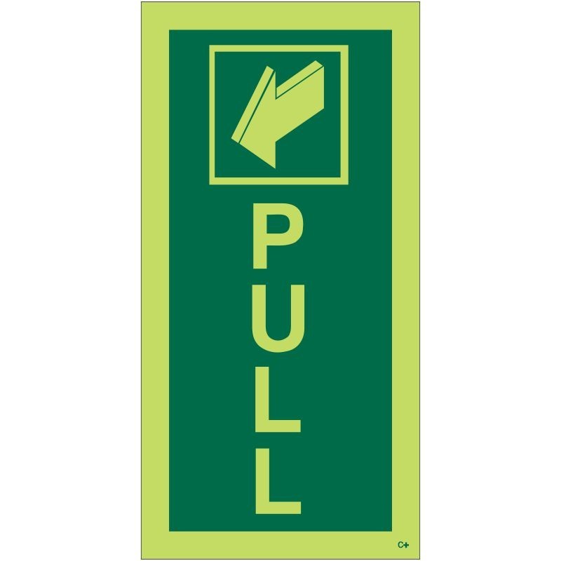 Photoluminescent Pull Door Sign - Class C