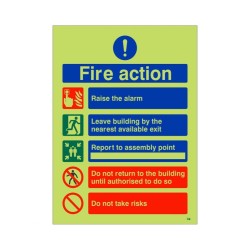 Photoluminescent Fire Action Sign