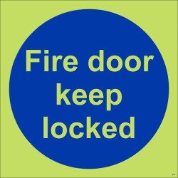 Fire Door Keep Locked Photoluminescent Sign