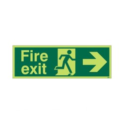 Extra Large Glow in the Dark Fire Exit Left Sign 900mm x 300mm - Rigid Plastic