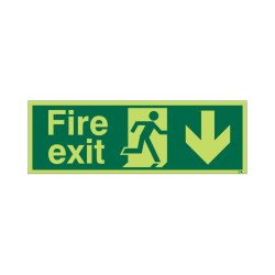 Extra Large Glow in the Dark Fire Exit Down Sign