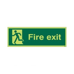 Extra Large Glow in the Dark Fire Exit Left Sign 900mm x 300mm - Rigid Plastic