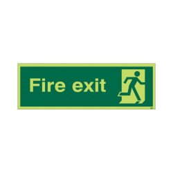 Extra Large Glow in the Dark Fire Exit Left Sign 900mm x 300mm - Rigid Plastic