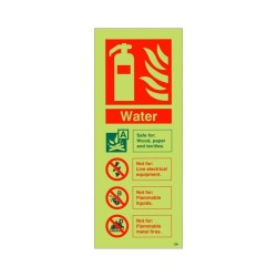 Photoluminescent Water Fire Extinguisher Identification Sign