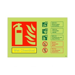 Glow In The Dark Foam Spray Fire Extinguisher Identification Sign 150mm x 100mm