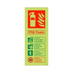 Glow In The Dark P50 Foam Fire Extinguisher ID Sign