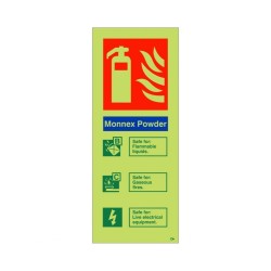 Glow In The Dark Monnex Powder Fire Extinguisher ID Sign