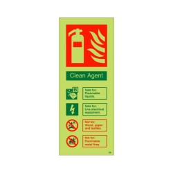 Glow In The Dark Clean Agent Fire Extinguisher ID Sign