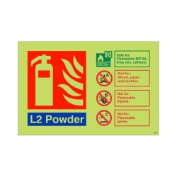 Glow In The Dark L2 Powder Fire Extinguisher ID Sign