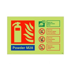 Glow In The Dark Powder M28 Fire Extinguisher ID Sign