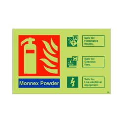 Glow In The Dark Monnex Powder Fire Extinguisher ID Sign