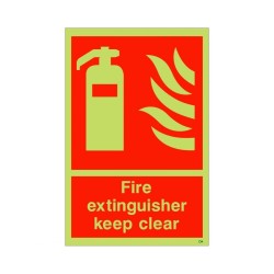 Photoluminescent Fire Extinguisher Keep Clear Sign 200 x 300mm