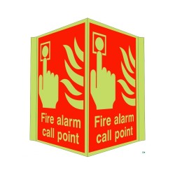 Photoluminescent Fire Alarm Call Point Projecting Sign