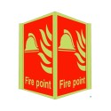 Glow in the dark fire point projecting safety sign