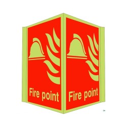 Glow in the dark fire point projecting safety sign