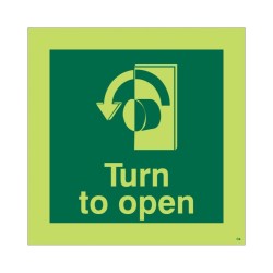 Photoluminescent Turn To Open Arow Left Sign