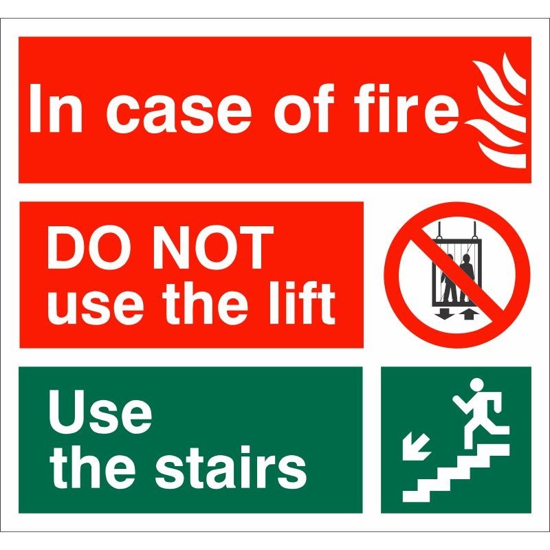 In Case Of Fire Do Not Use The Lift Use The Stairs Fire Action Notice Sign