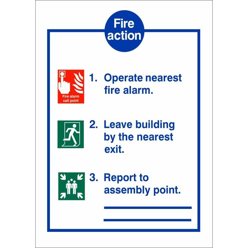 Fire Action Sign 150 x 200mm