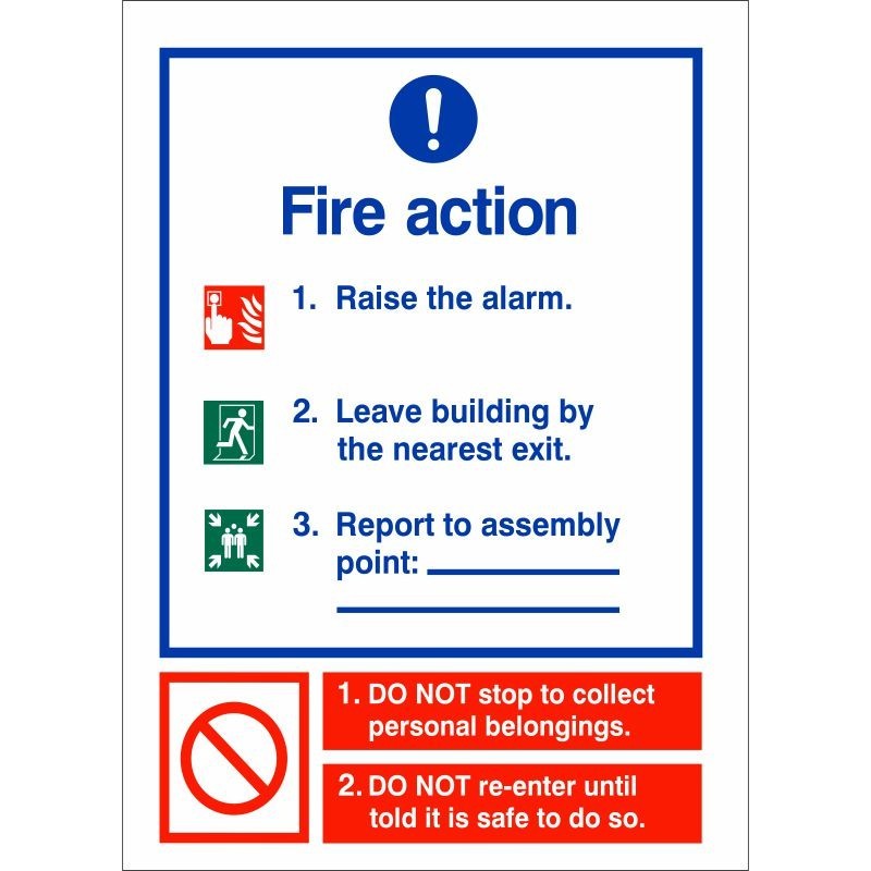 Fire Action Sign 150 x 200mm