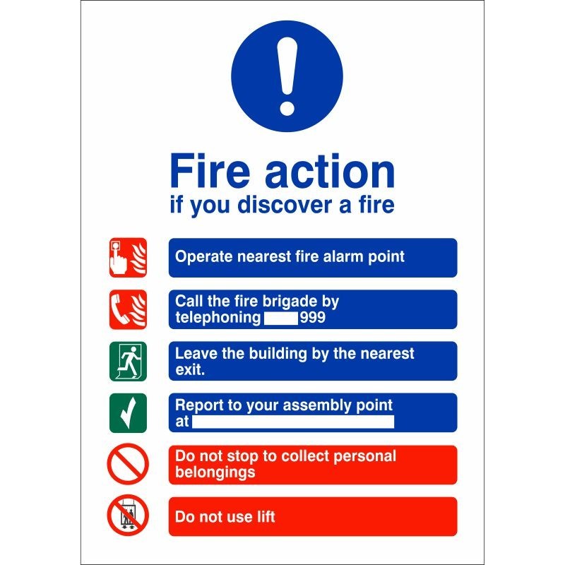 If You Discover A Fire Action Sign 150 x 200mm